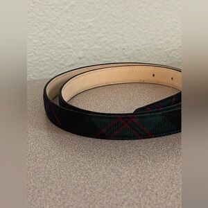Genuine leather wool blend plaid belt size large